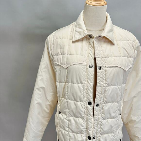 Woolrich Moccasin ivory quilted puffer chore jacket size Women's Large shacket - Picture 2 of 14